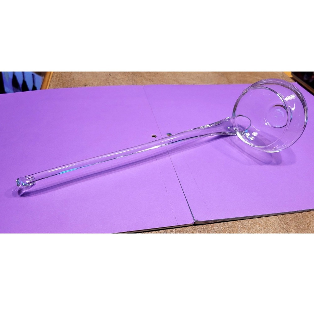 Vintage Hand Blown Clear Glass Punch Ladle Hooked Handle Pour Spout